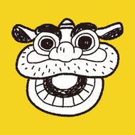 Chinese New Year The dragon and lion dancing head doodle N21