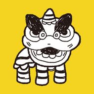 Chinese New Year The dragon and lion dancing head doodle N23