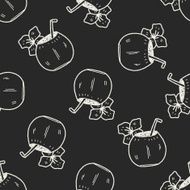 coconut milk doodle seamless pattern background