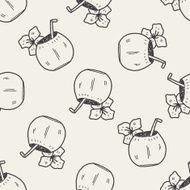 coconut milk doodle seamless pattern background N2