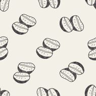 coffee bean doodle drawing seamless pattern background N8
