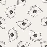 coffee bean doodle drawing seamless pattern background N9