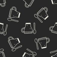 coffee cup doodle seamless pattern background N3