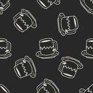 coffee cup doodle seamless pattern background N4