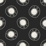 coffee cup doodle seamless pattern background N5