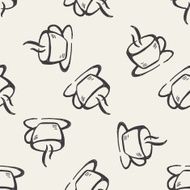 coffee cup doodle seamless pattern background N7