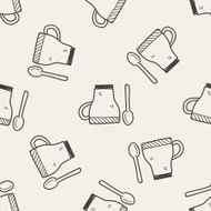coffee cup doodle seamless pattern background N8
