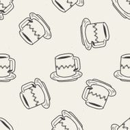 coffee cup doodle seamless pattern background N9