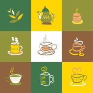 coffee and tea icons Set Signs