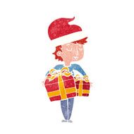 cartoon woman with gifts