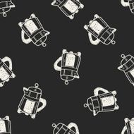 coffee doodle drawing seamless pattern background