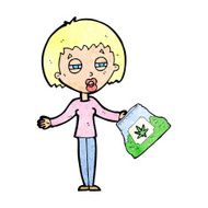 cartoon woman with bag of weed N2