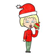 cartoon woman ready for christmas N18
