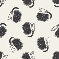 coffee doodle drawing seamless pattern background N4