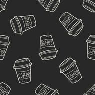 coffee doodle seamless pattern background