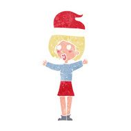 cartoon woman wearing xmas hat