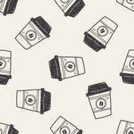 coffee doodle seamless pattern background N2