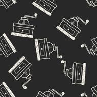 coffee grinder doodle seamless pattern background