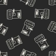 coffee machine doodle seamless pattern background