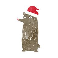 cartoon bear in xmas hat