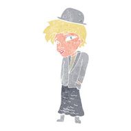 cartoon woman in bowler hat