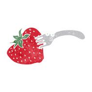 cartoon fork in giant strawberry