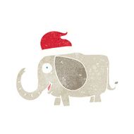 cartoon elephant in christmas hat