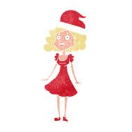 cartoon woman dressed for christmas