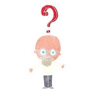 cartoon older man with question