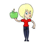 cartoon woman holding apple N4