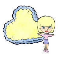 cartoon woman with cloud text space N4