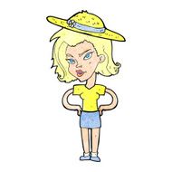 cartoon woman in summer hat N3