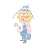 cartoon woman wearing winter hat N10