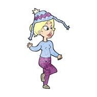 cartoon woman in knitted hat N2