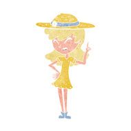 cartoon woman wearing summer hat N3