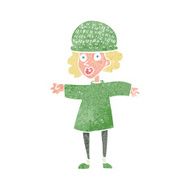 cartoon woman wearing winter hat N11