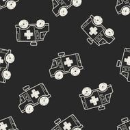 doodle ambulance seamless pattern background N3