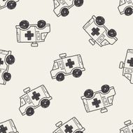 doodle ambulance seamless pattern background N4
