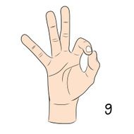 Sign language Number 9 N2