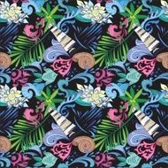 Tropical Vector Pattern on Black