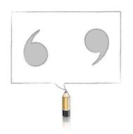 Wooden Lead Pencil Drawing Quotation Marks in Rectangular Speech