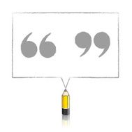 Yellow Lead Pencil Drawing Quotation Marks in Rectangular Speech