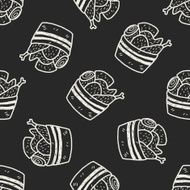 Doodle Chicken seamless pattern background