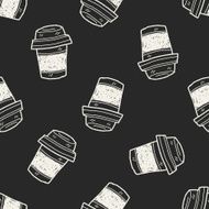 doodle coffee and tea seamless pattern background