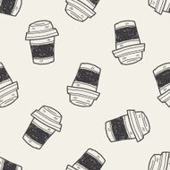 doodle coffee and tea seamless pattern background N3