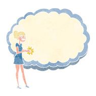 woman with text space cloud N3