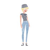 cartoon pretty woman wearing hat