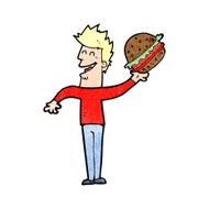 cartoon man with burger N3