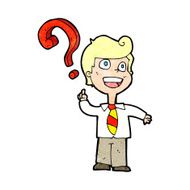 cartoon school boy asking question N2