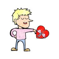 cartoon man with valentine gift N2
